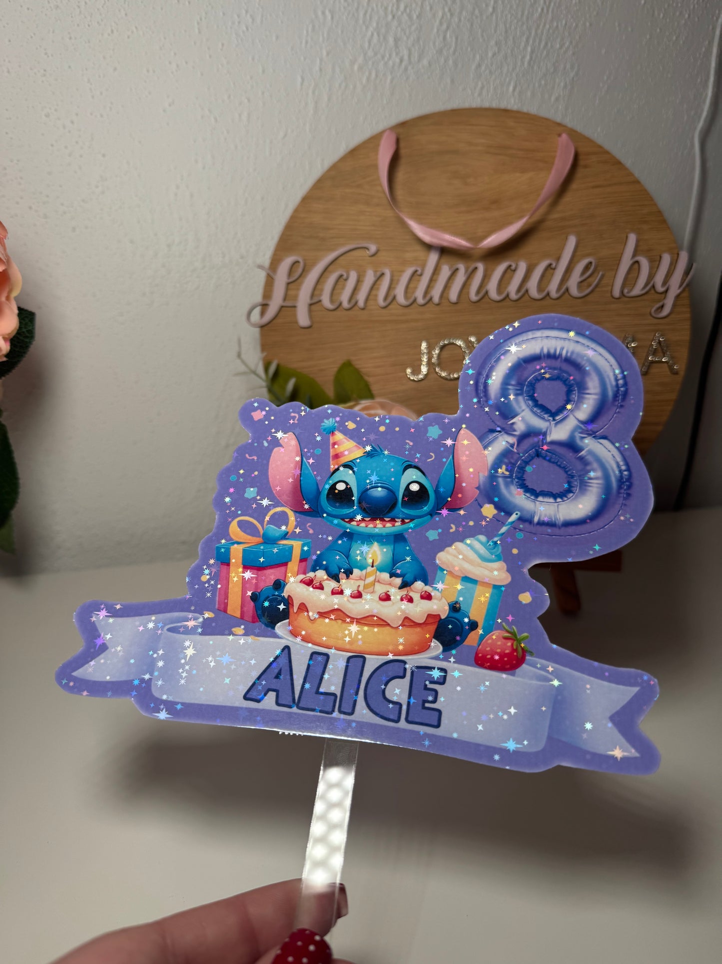 Stitch Inspired Holographic Cake Topper