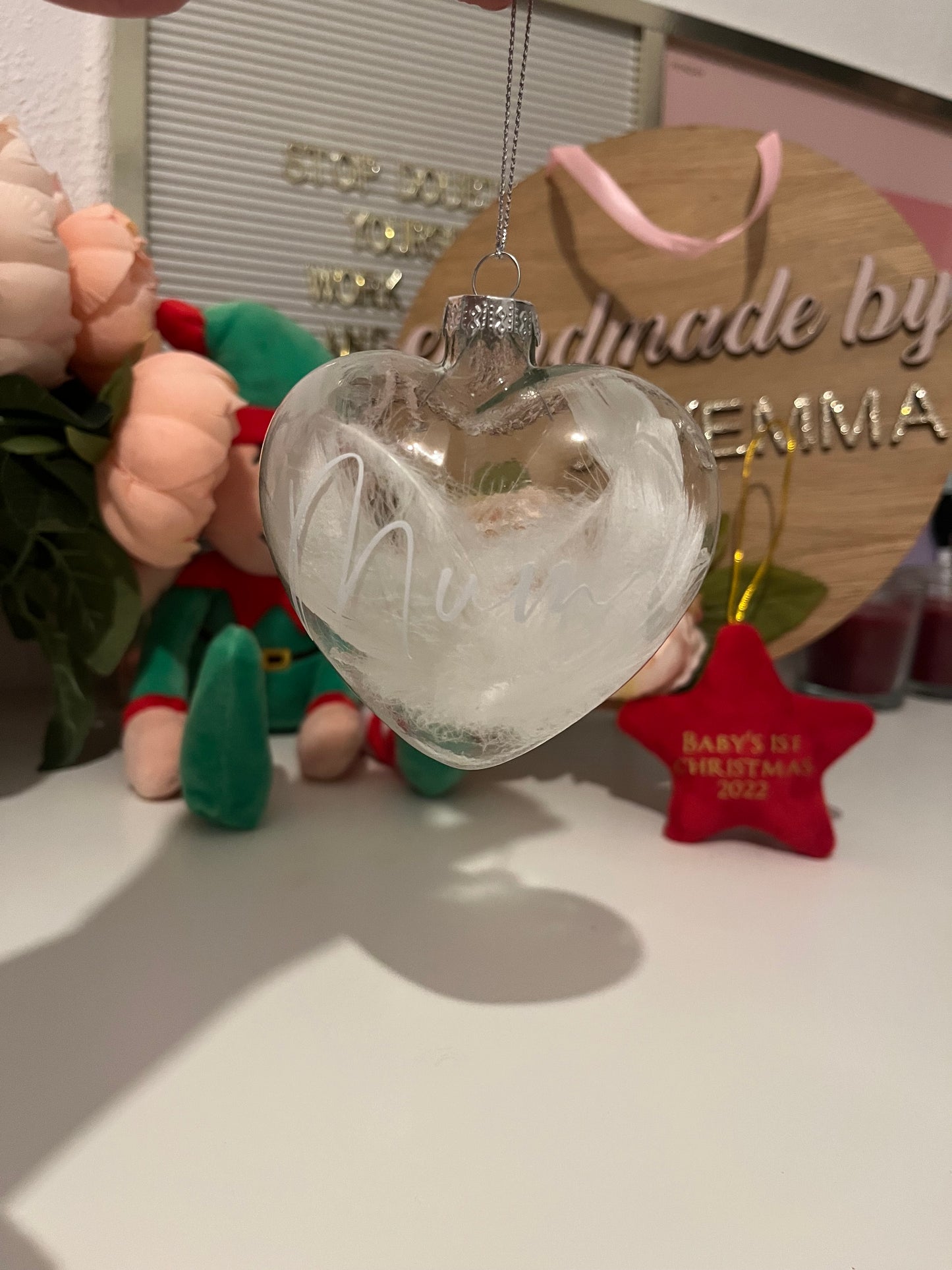 Glass Feather Filled Baubles