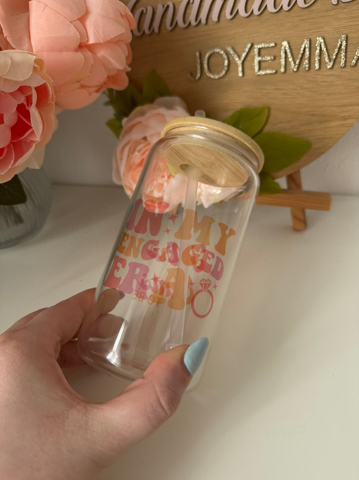 In My Engaged Era - Beer Can Style Glass with Lid and Straw