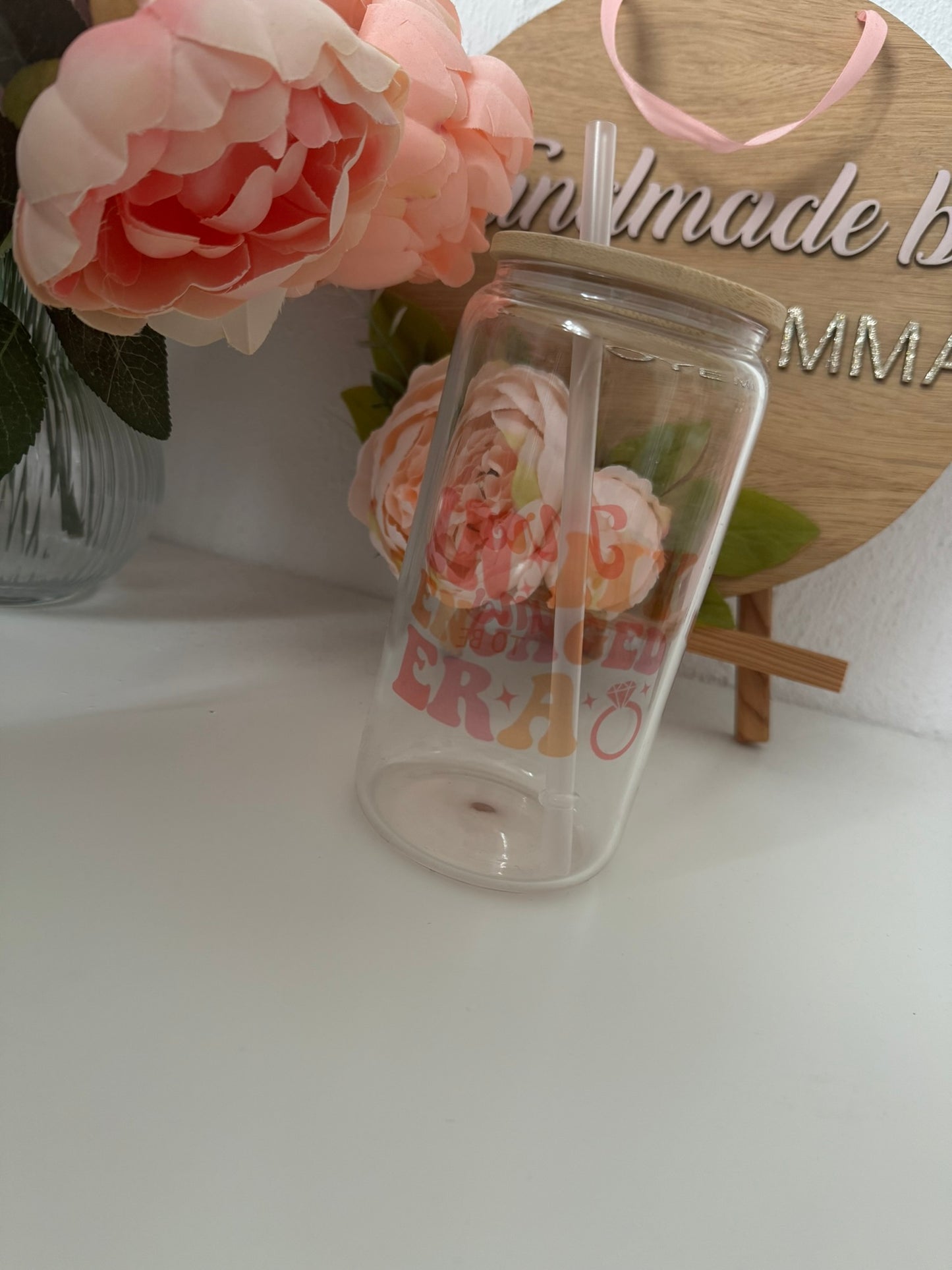 In My Engaged Era - Beer Can Style Glass with Lid and Straw