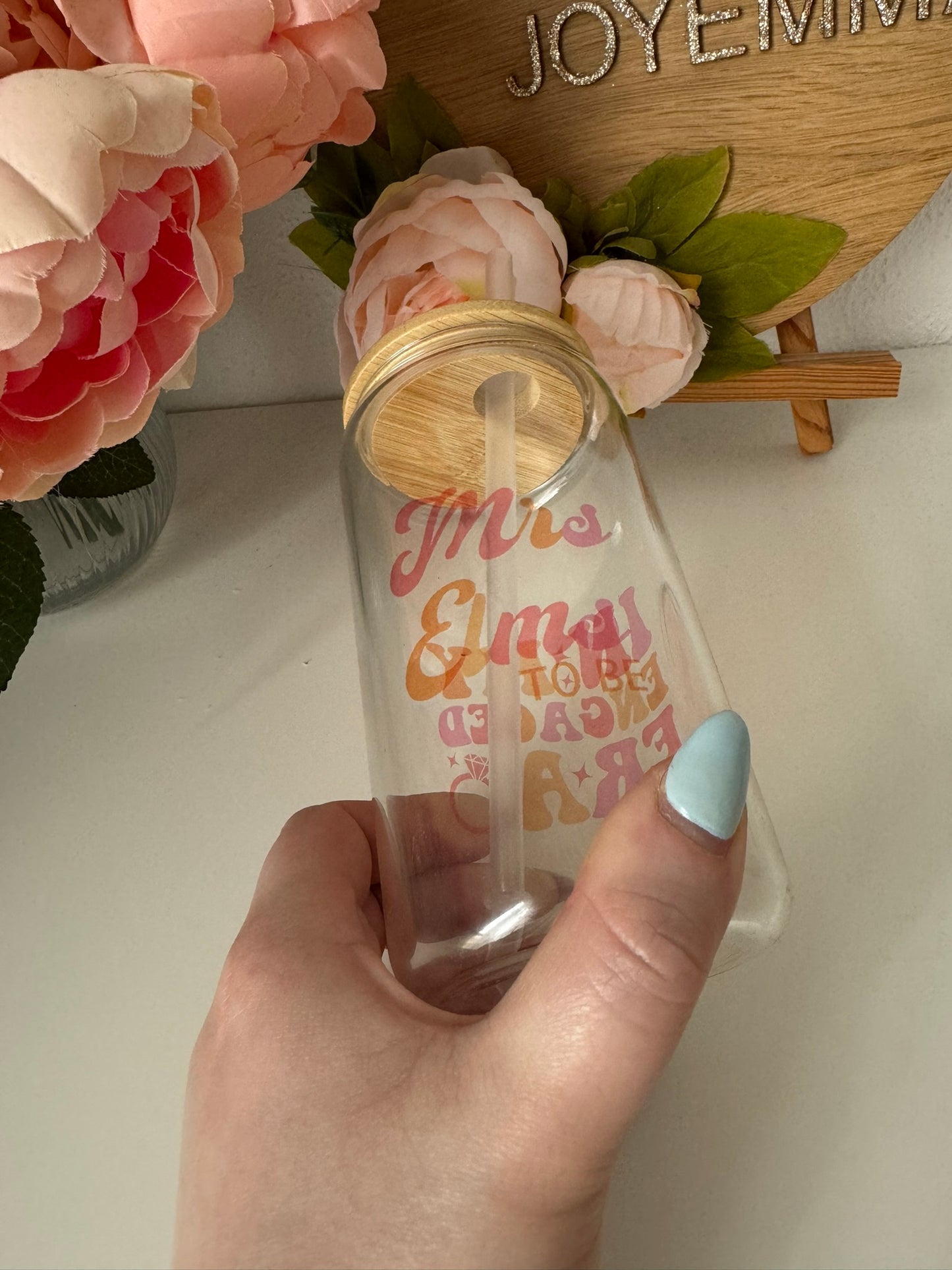 In My Engaged Era - Beer Can Style Glass with Lid and Straw