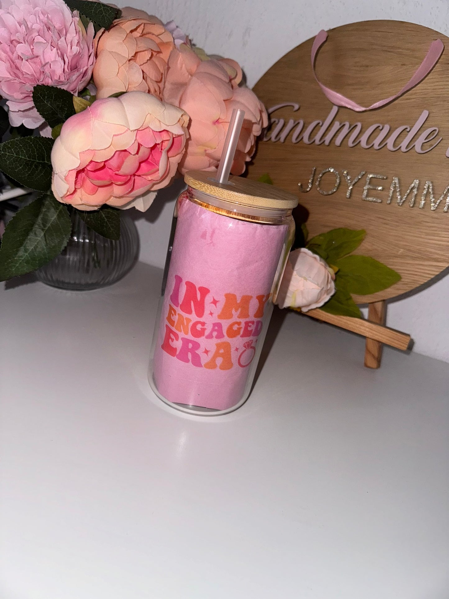 In My Engaged Era - Beer Can Style Glass with Lid and Straw