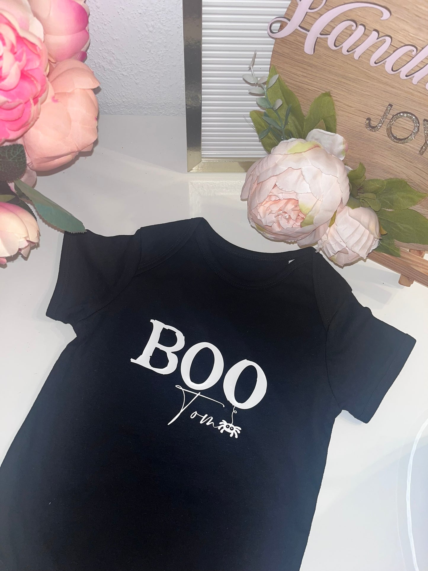 'BOO' Black Baby Vest