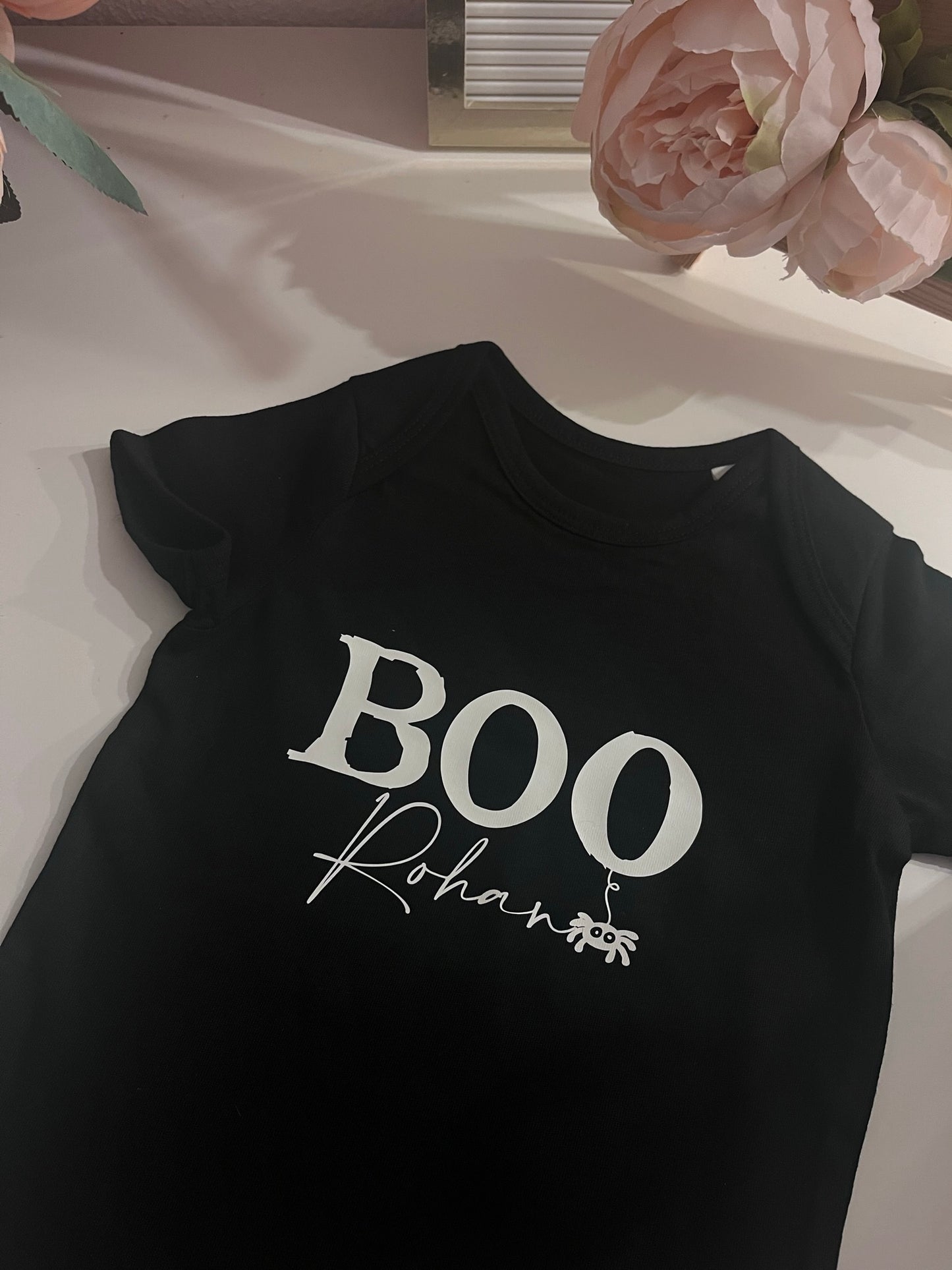 'BOO' Black Baby Vest