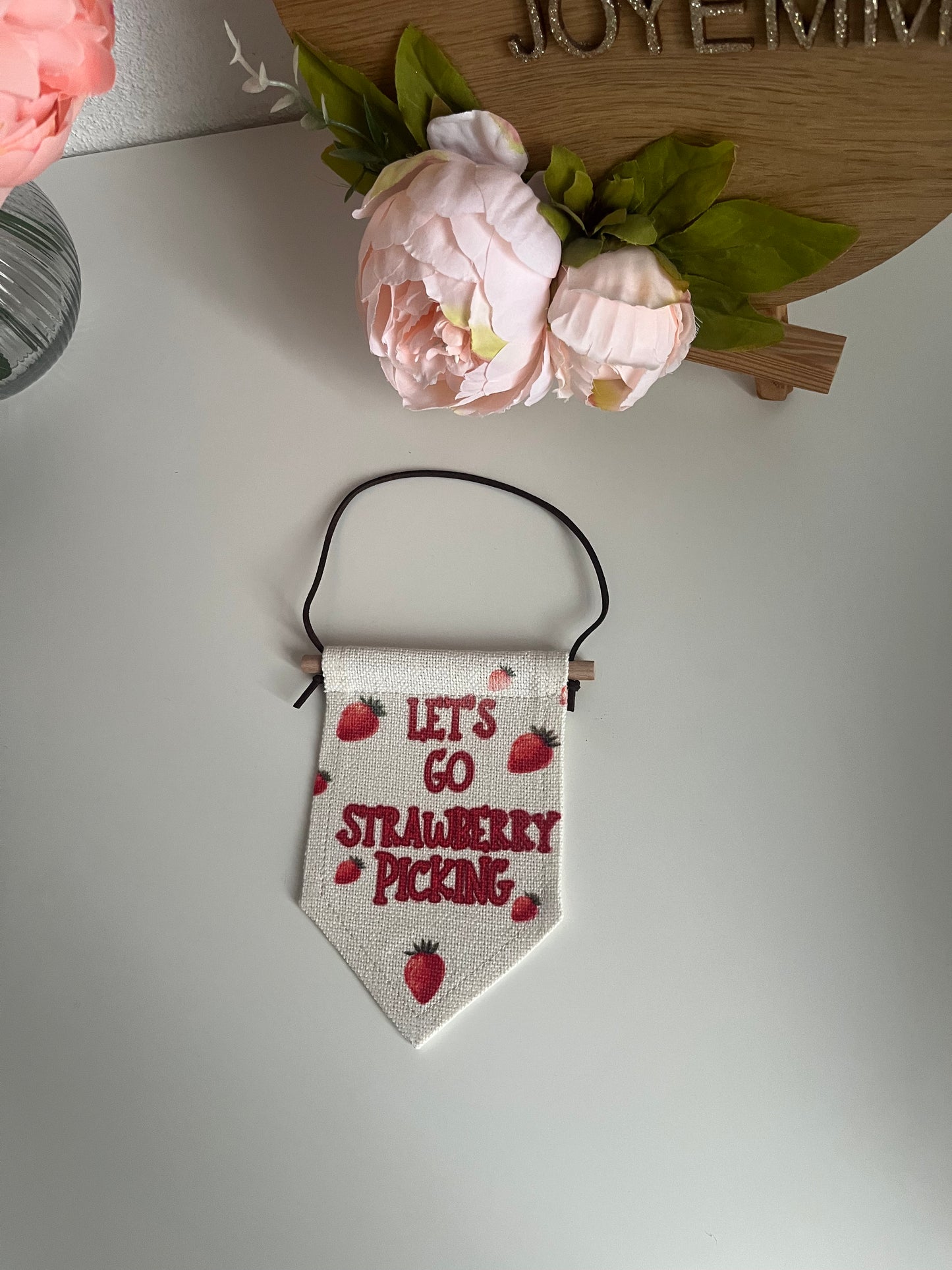 Let's Go Strawberry Picking Mini Flag Banner