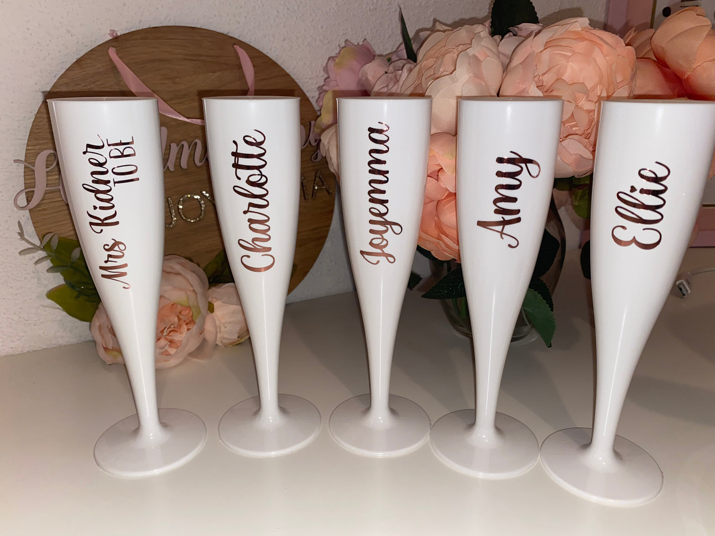 White Plastic Champagne Flutes