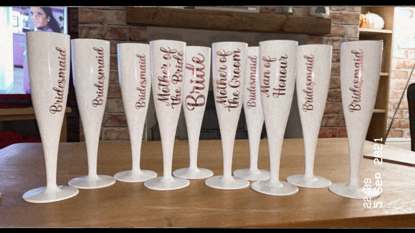 White Plastic Champagne Flutes