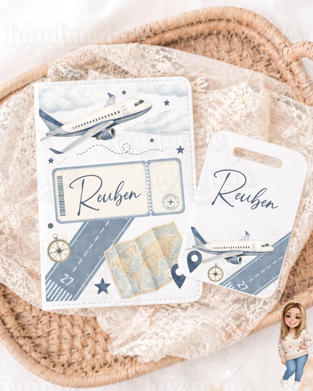 Personalised Passport Cover and Luggage Tag Set