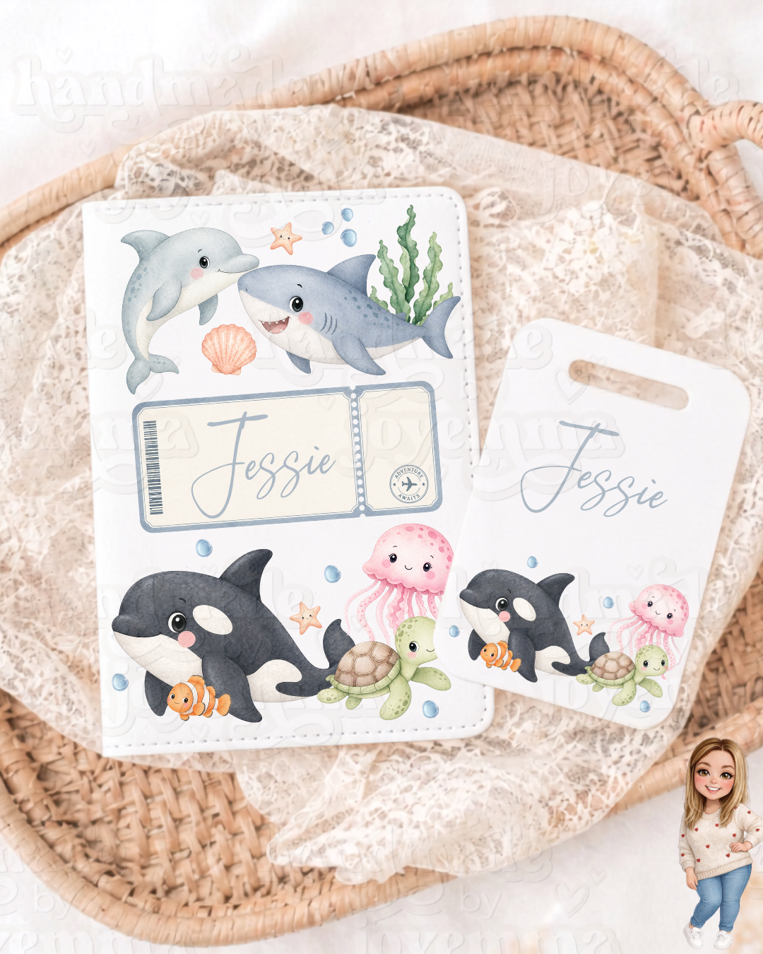 Personalised Passport Cover and Luggage Tag Set