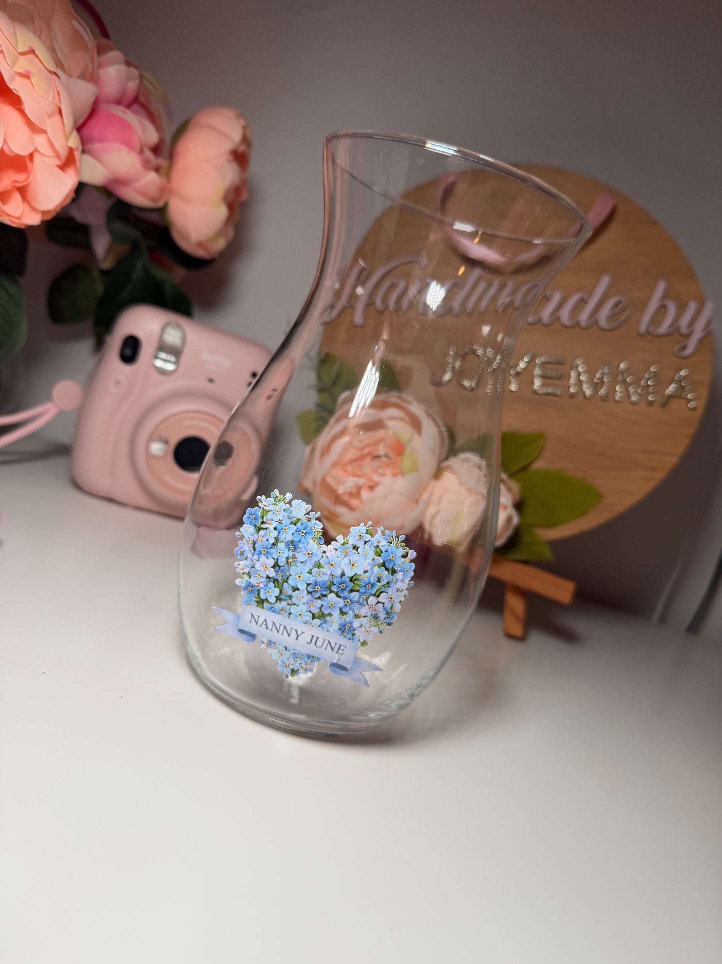 Personalised Forget Me Not Vase Sticker