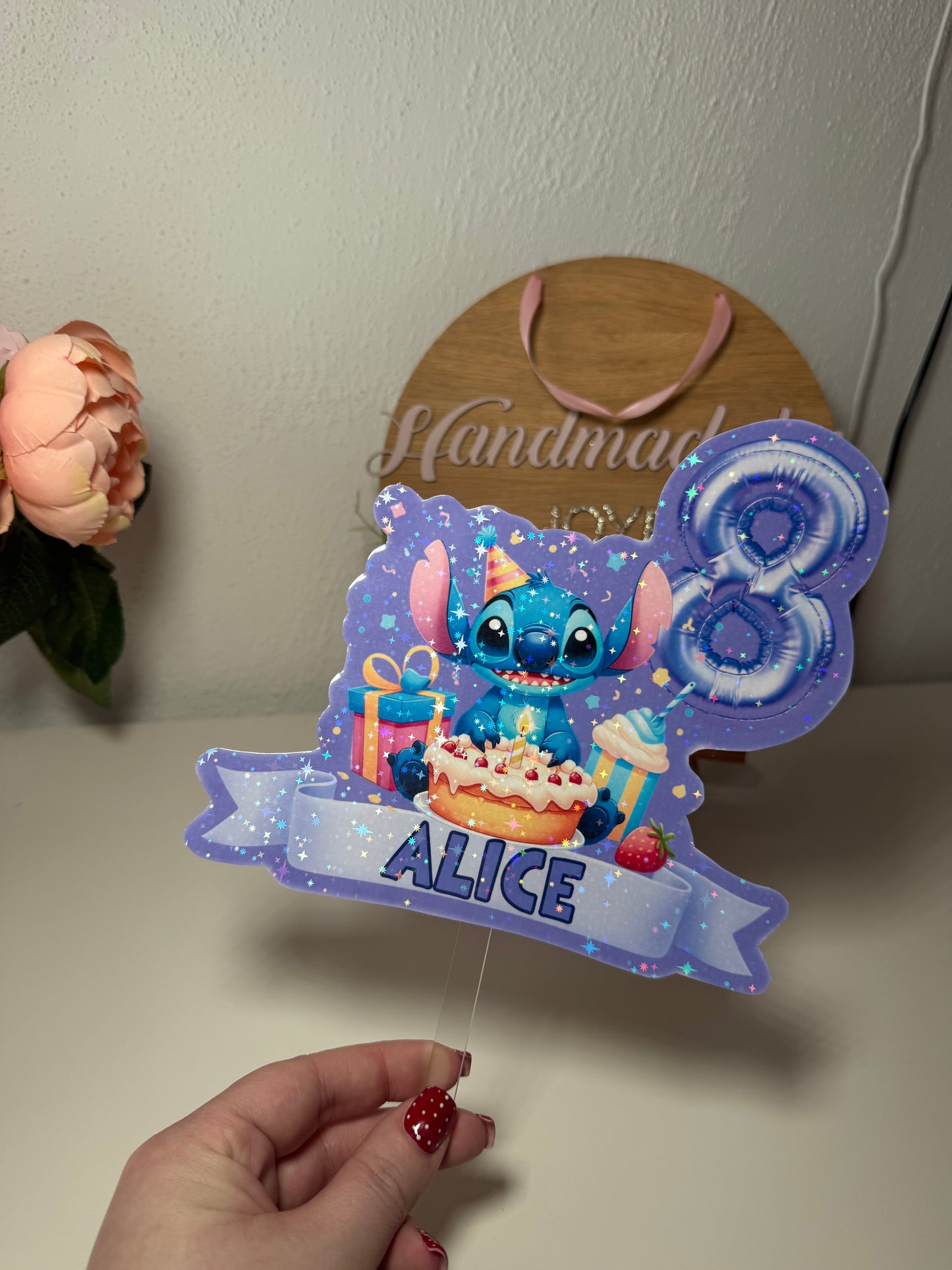 Stitch Inspired Holographic Cake Topper