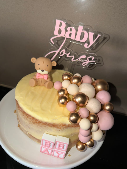 Baby Surname - Double Layered Acrylic Cake Topper
