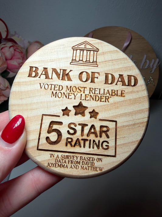 Bank of Dad Coaster - Fathers Day Gift