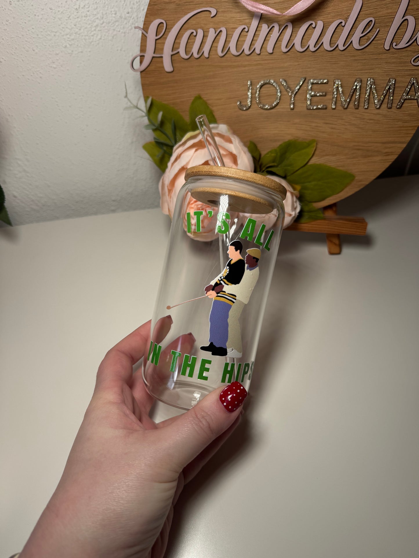 Happy Gilmore Glass Cup and Straw