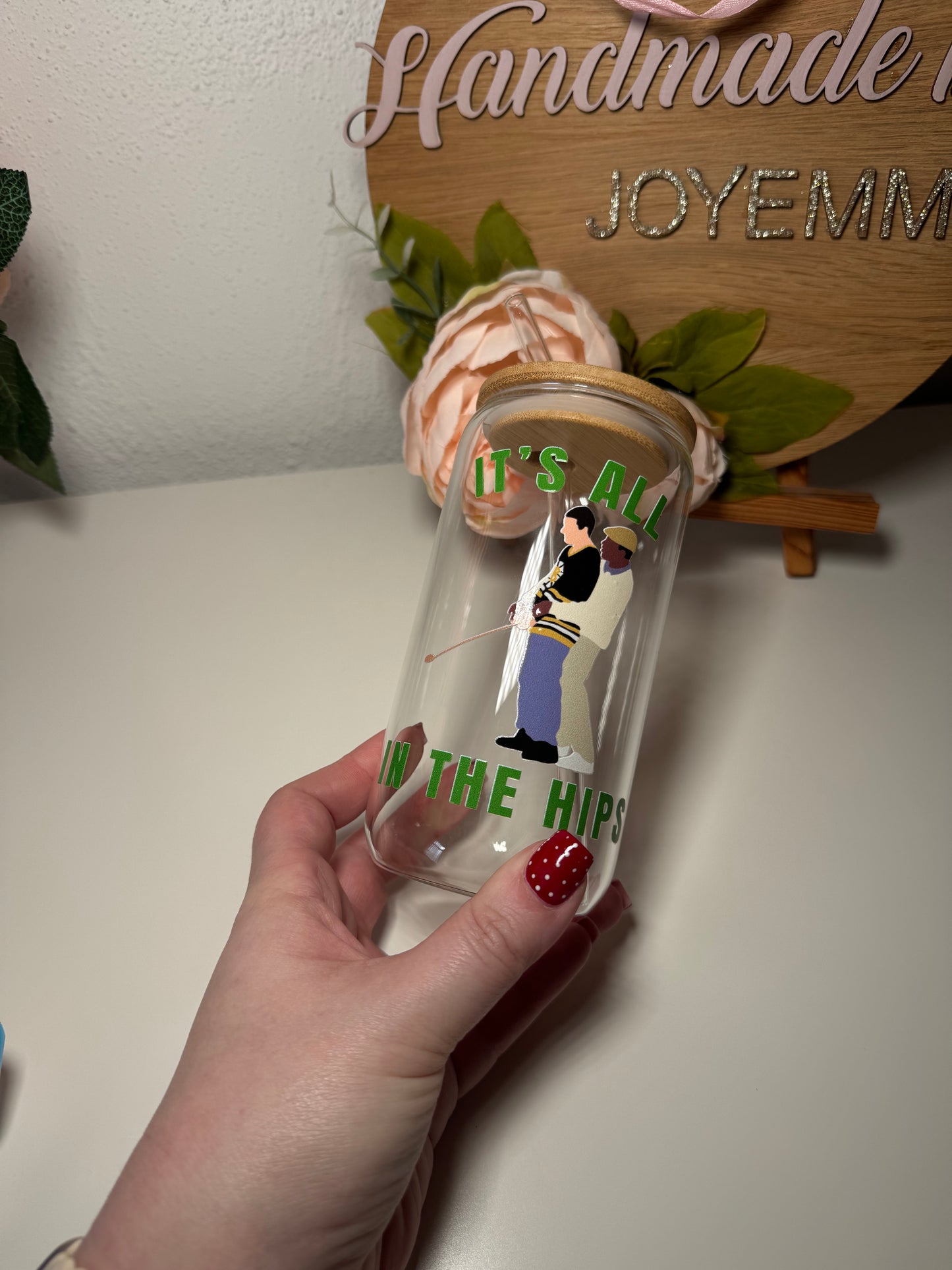 Happy Gilmore Glass Cup and Straw