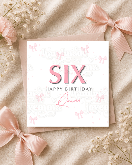 Pink Bow Age Card