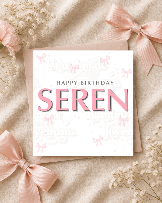 Pink Bow Name Card