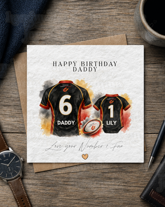 Rugby Shirt Watercolour Birthday Card