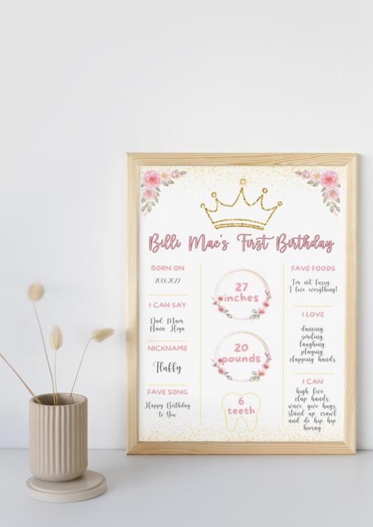 A4 First Birthday Prints