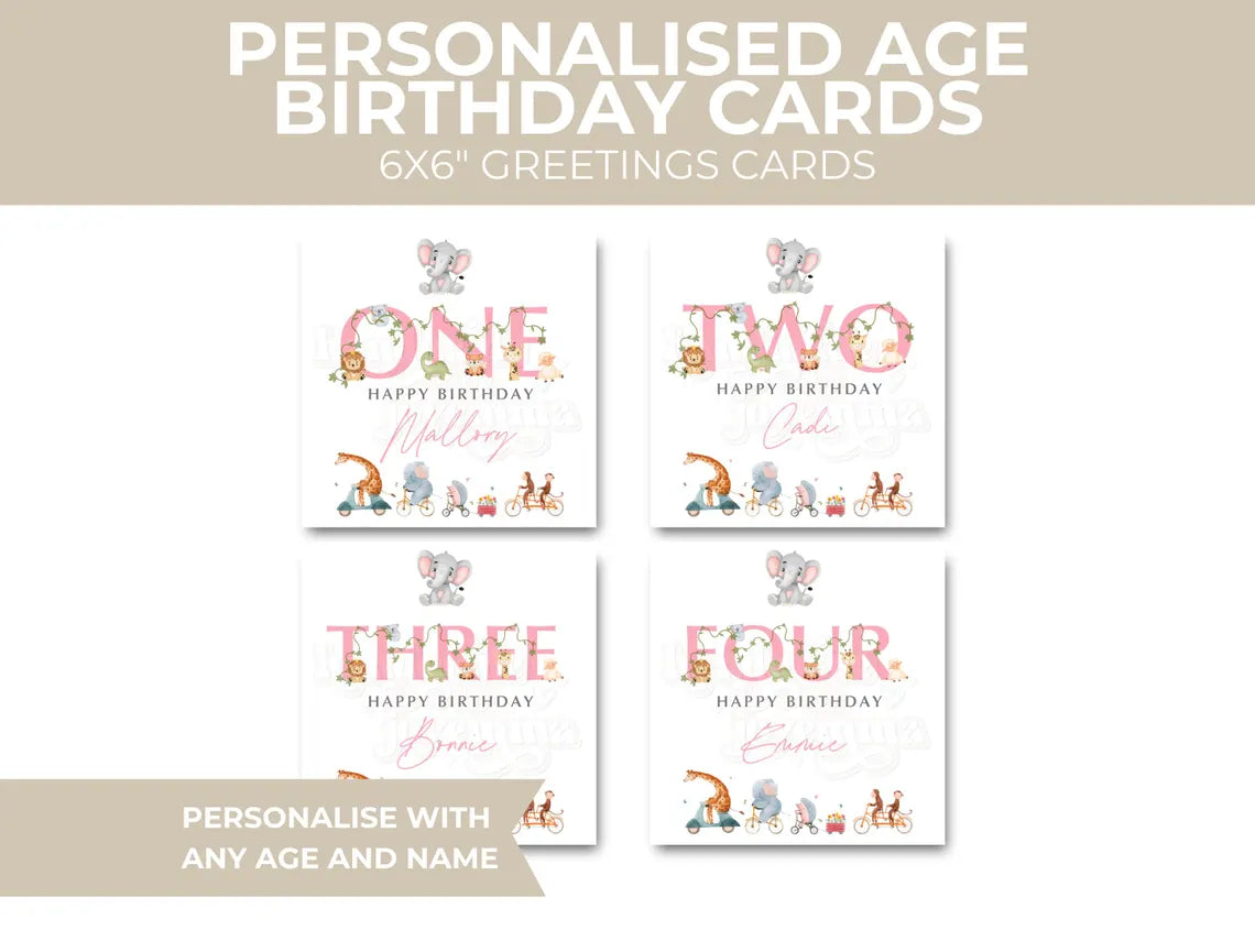 Personalised Baby Animal Card - Any Age