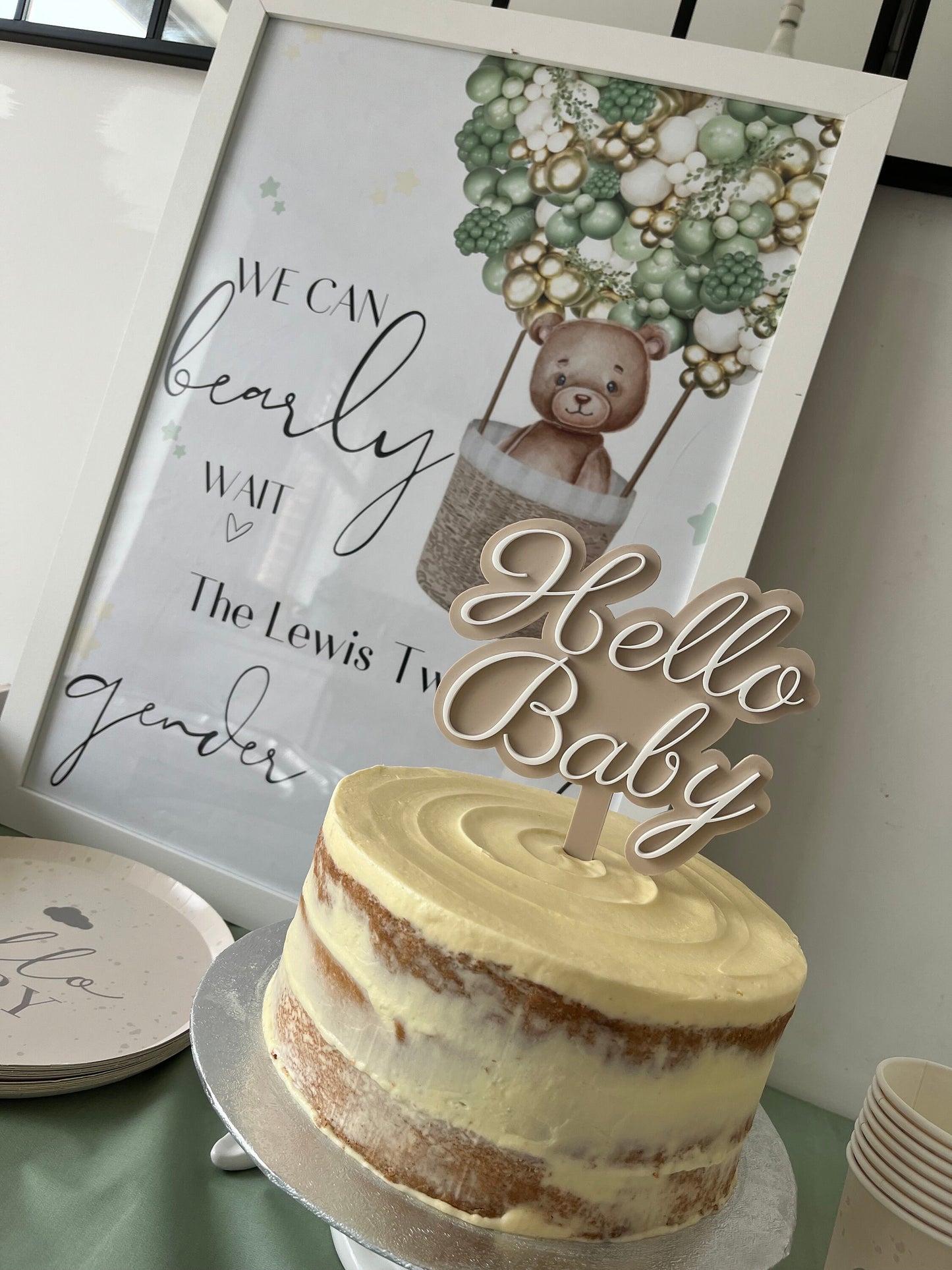 Hello Baby - Double Layered Acrylic Cake Topper