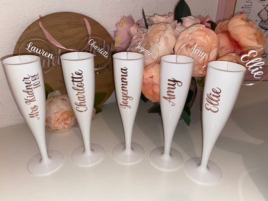 White Plastic Champagne Flutes
